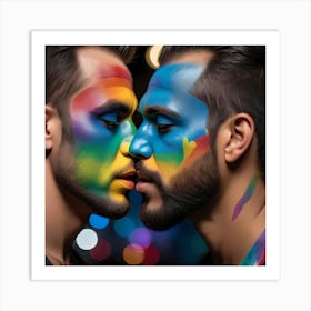 Rainbow Men Kissing Art Print