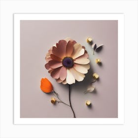 Default A Simple Minimalistic Flower Art With Mild Colours 1 Art Print