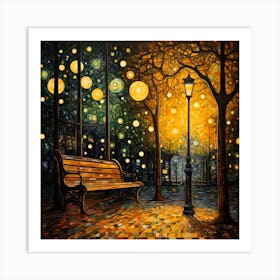 Park Bench At Night 4 Art Print