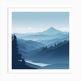 Misty mountains background in blue tone 104 Art Print