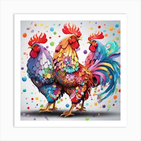 Colorful Rooster Art Print