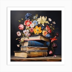 Flowers On Books 7 Art Print