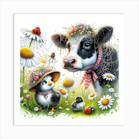 Cute Ink Spattered Animals 1 Poster