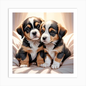 Bernese Puppies Art Print
