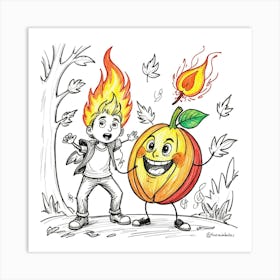 Pumpkins On Fire Art Print