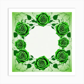 Green Roses Frame 1 Art Print