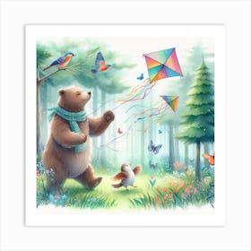 A bear in a forest 1 Art Print