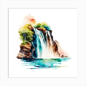 Watercolor Waterfall Art Print