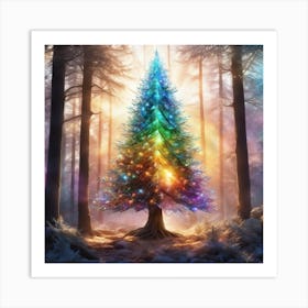 Christmas Tree In The Forest 85 Art Print