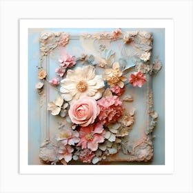 Vintage Pastel Flowers 2 Art Print