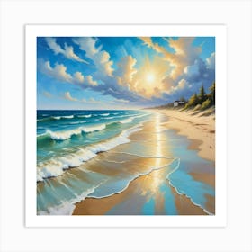 Sunset On The Beach Paintings Art Print 6 Art Print