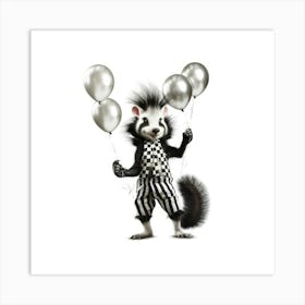 Skunk With Balloons Art Print