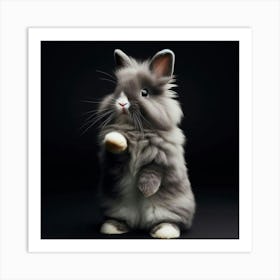 Rabbit Sitting On A Black Background Art Print