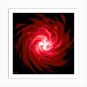 Abstract Red Flower On A Black Background Art Print