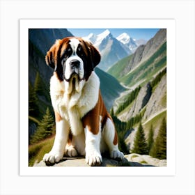 St Bernard Dog 49 Art Print