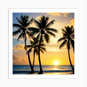 Sunset At The Beach Art Print