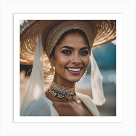 Beautiful Woman In A Hat Art Print