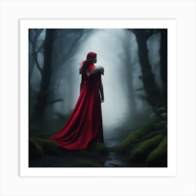 Red Cloak In The Forest Art Print