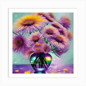 Aster Flowers in a Vase 1 Art Print