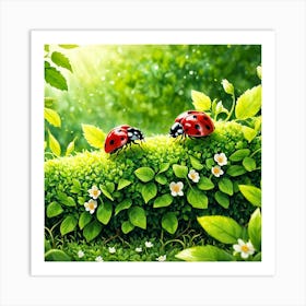 Ladybugs In The Garden Art Print