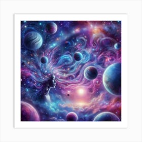 Planets paintings art print Art Print