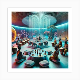 A Vibrant Scene Showcasing A Cultural Fusion Event Art Print