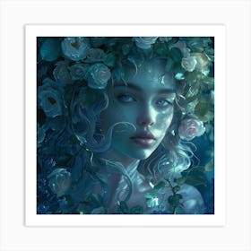 White Rose Girl Art Print