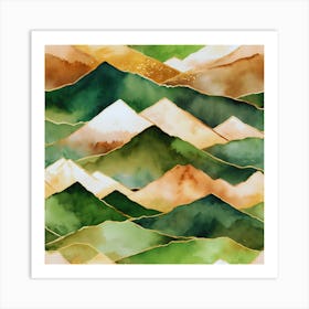 Watercolor Mountains 1 Art Print