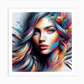 Colorful Girl Painting Art Print