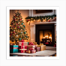 Christmas Tree With Presents Art Print