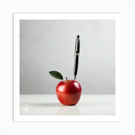 Apple With Pen Art Print