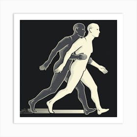 A Minimalist Illustration Of Two Human Figures 1 Art Print