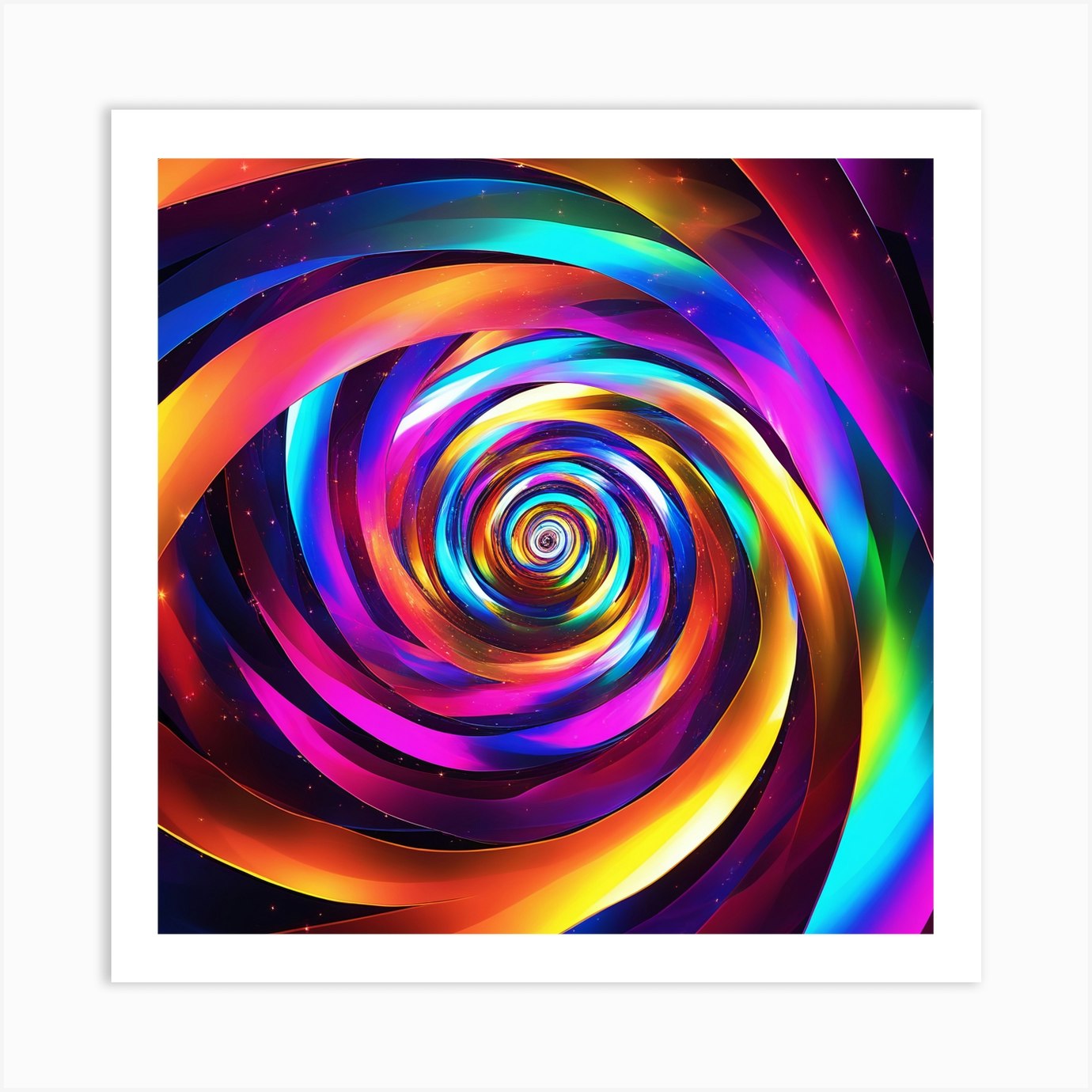 Multi colored circular spiral containing spiral, art, and background