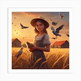 Girl In A Wheat Field Art Print