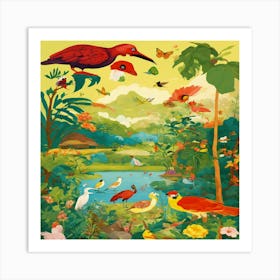 Birds In The Jungle Art Print