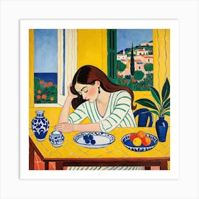 Woman At The Table 4 Art Print