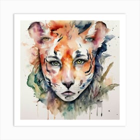 Tiger Watercolor Painting 1 Art Print