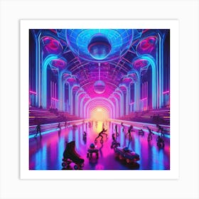 Neon Roller Rink Art Print