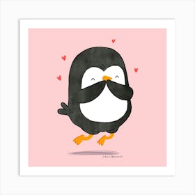 Cute Penguin in love Art Print