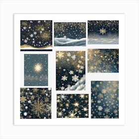 Snowflakes Collection, Christmas Tree art, Christmas Tree, Christmas vector art, Vector Art, Christmas art, Christmas, collage, collage art Art Print