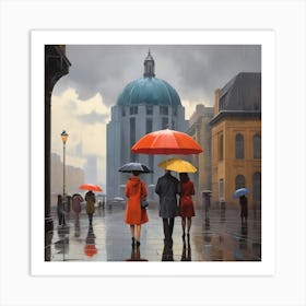 People In The Rain Art Print