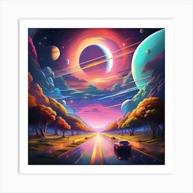 Space Landscape Painting Art Print