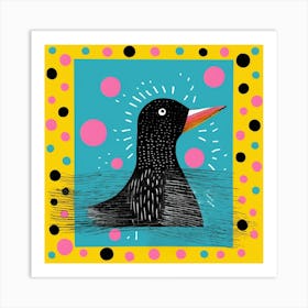 Duckling By The River Linocut Style 3 Art Print