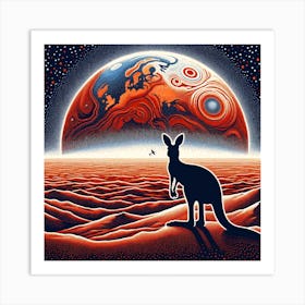 Kangaroo In The Desert Art Print