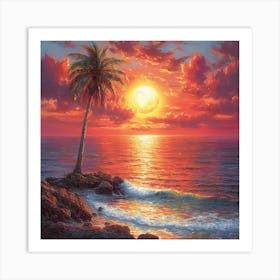 Sunset At The Beach 1 Art Print