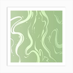 Yellow Green Liquid Marble Art Print