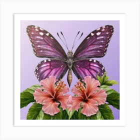 Butterfly And Hibiscus Art Print