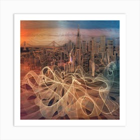 San Francisco Cityscape in Wood Art Art Print