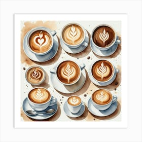 Coffee Cups And Saucers Art Print