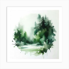 Watercolor Of A Forest Art Print